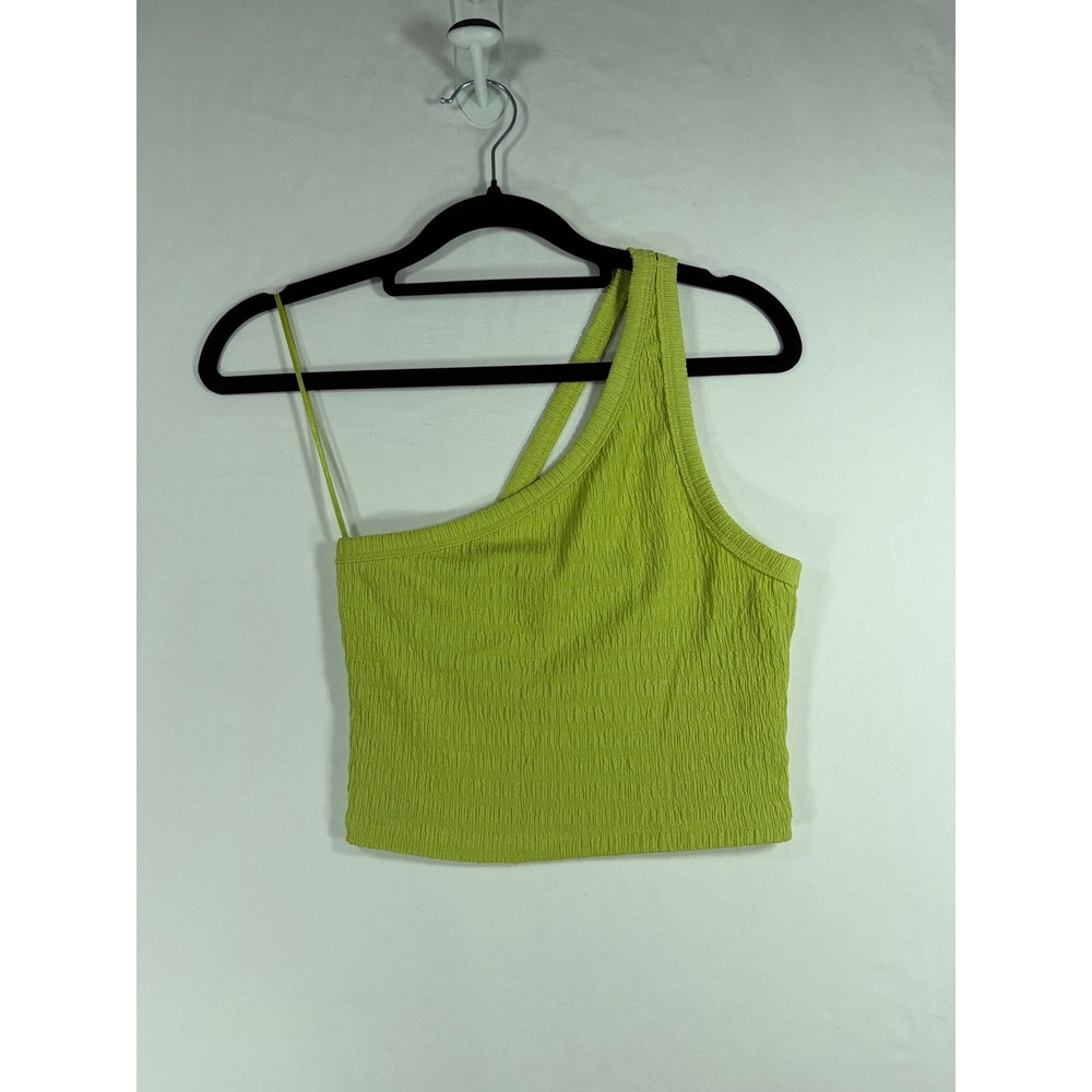 American Eagle One Shoulder Tank Top Womens Small Lime Green Asymmetric Crop
